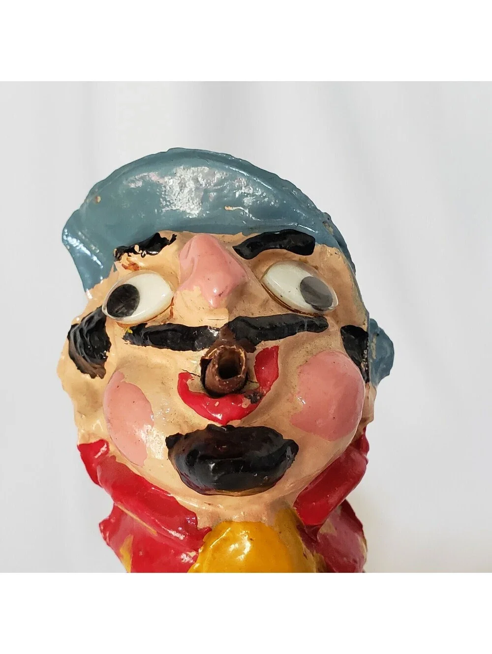 Vintage Bottle Stopper Pourer Figural Composite Crazy Pierre Googly Eye Barware